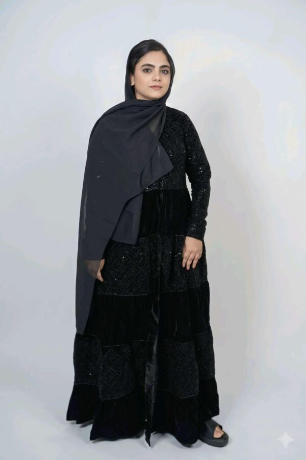 Black Free Style 2Pcs Abaya