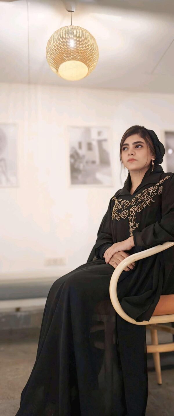 img135 Kaftan Style Front Embroidered Abaya