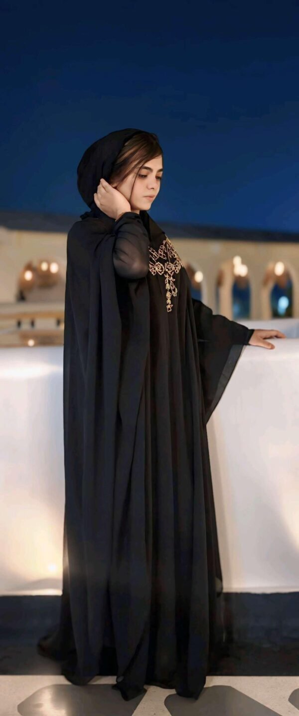 img140 Kaftan Style Front Embroidered Abaya